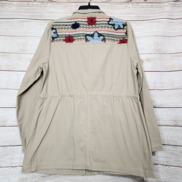 NWT Monroe & Main Women's Brown Button Embroidered Back Military Style Jacket M - Picture 10 of 16